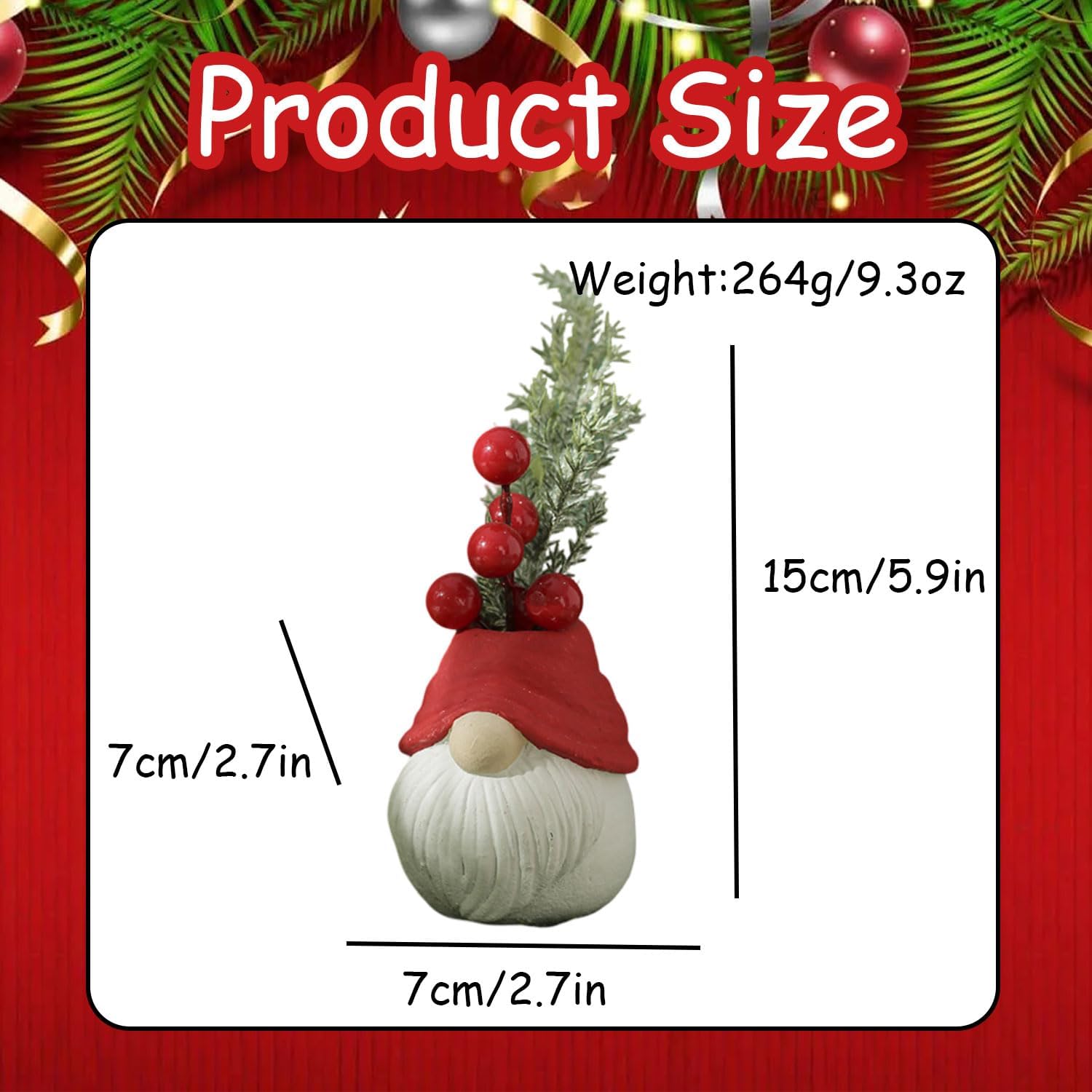Christmas Tree Table Decor Artificial Mini Xmas Tree Decor for Tables Red Berry ＆ Pine Branch with Cute Dwarf Base for Winter Party Home Indoor Home Fireplace Mantel Decorations