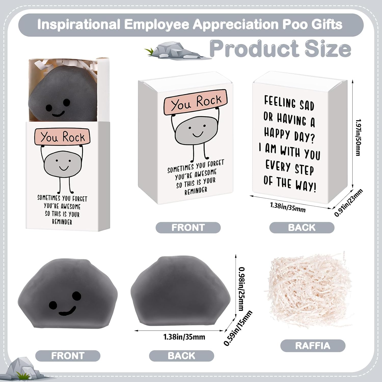 Wettarn 24 Sets You Rock Gifts Cute Stress Balls with Support Gift Boxes Inspirational Party Favors for Employee Coworker Friends Office Positive Relief Toys
