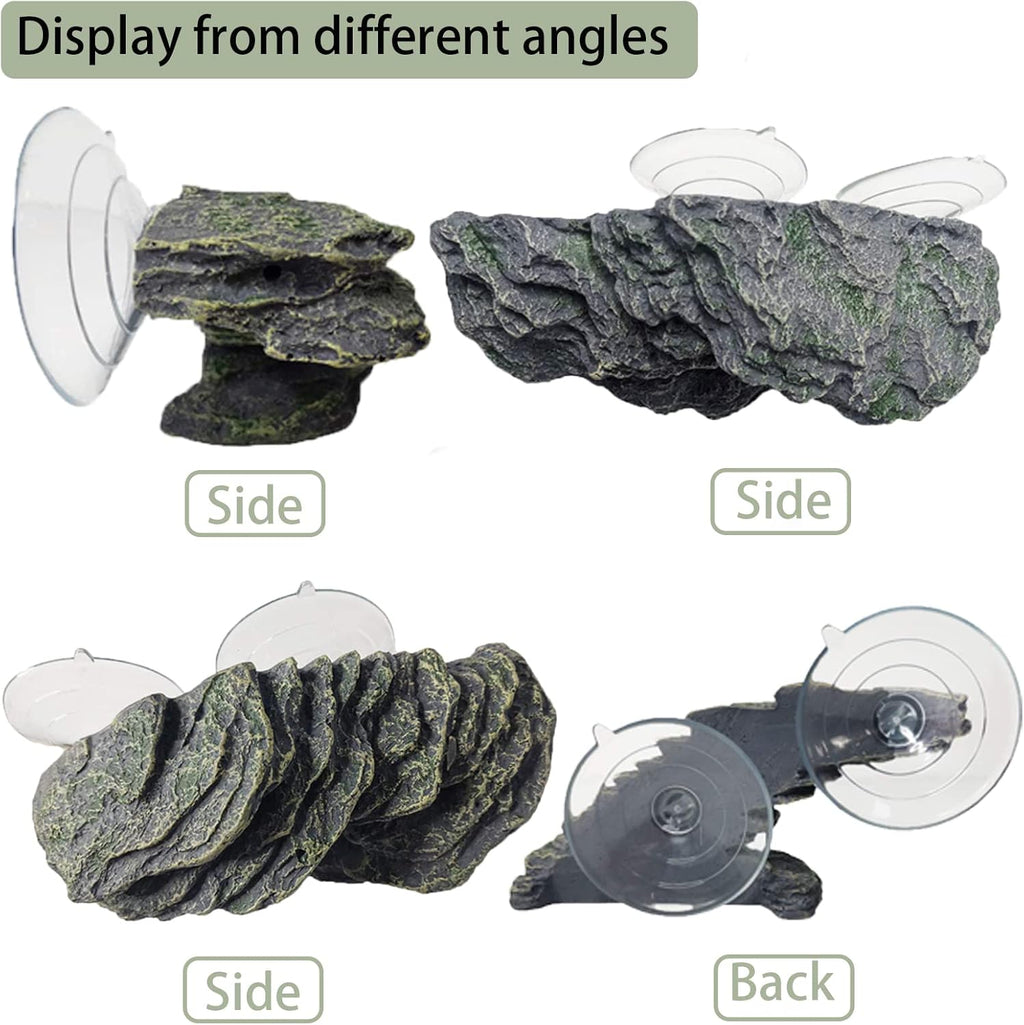 kathson Turtle Basking Platform Baby Tortoise Climbing Ramp Shale Reptiles Dock Resting Terrace Stone Small Aquarium Ornament Rock Landscaping Decoration for Frogs Newts (Small size:6.0”Lx2.7”Wx2.7”H)