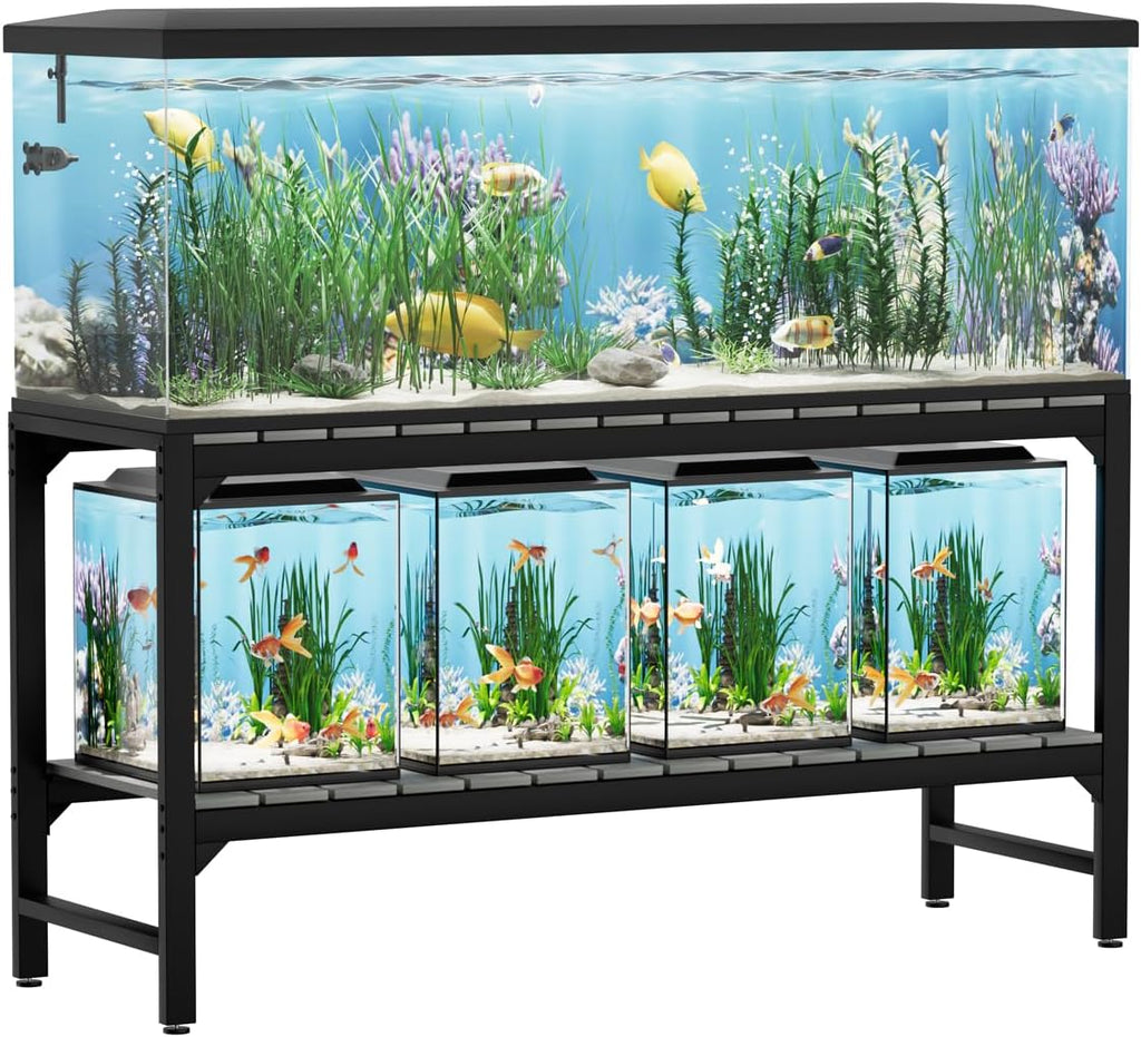 Tatub 55-90 Gallon Fish Tank Stand, Metal Aquarium Stand with 2-tier Open Shelves & Thickened Slats, Heavy Duty Metal Large Aquarium Stand for up to 6 Total Aquariums, 1000 LBS Capacity Per Shelf