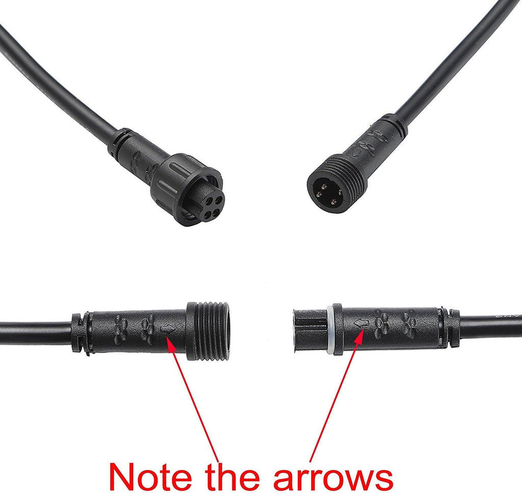 Sumaote 6.56ft 2m 4Pin Extension Cable Wire with Male and Female Connectors at Both Ends for RGB Multi-Color LED Deck Light, Pack of 5