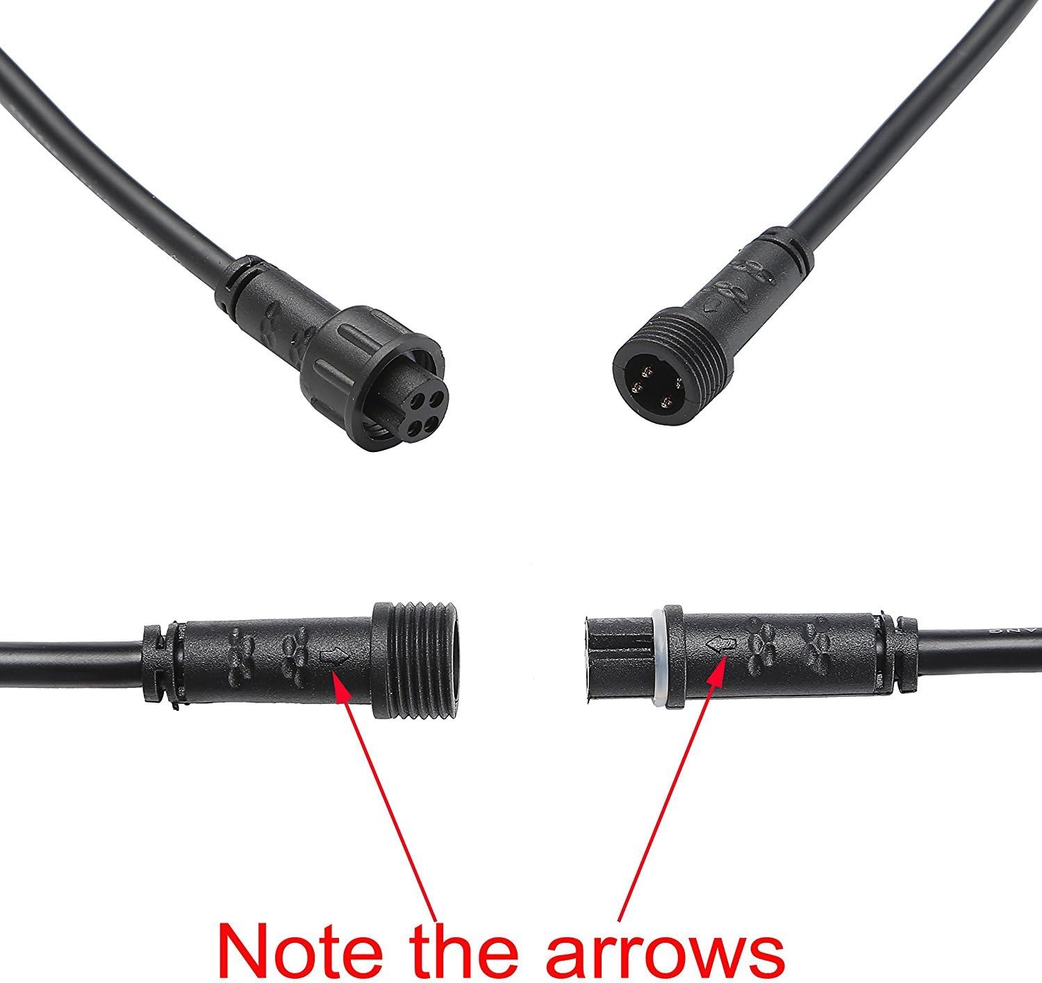 Sumaote 6.56ft 2m 4Pin Extension Cable Wire with Male and Female Connectors at Both Ends for RGB Multi-Color LED Deck Light, Pack of 5