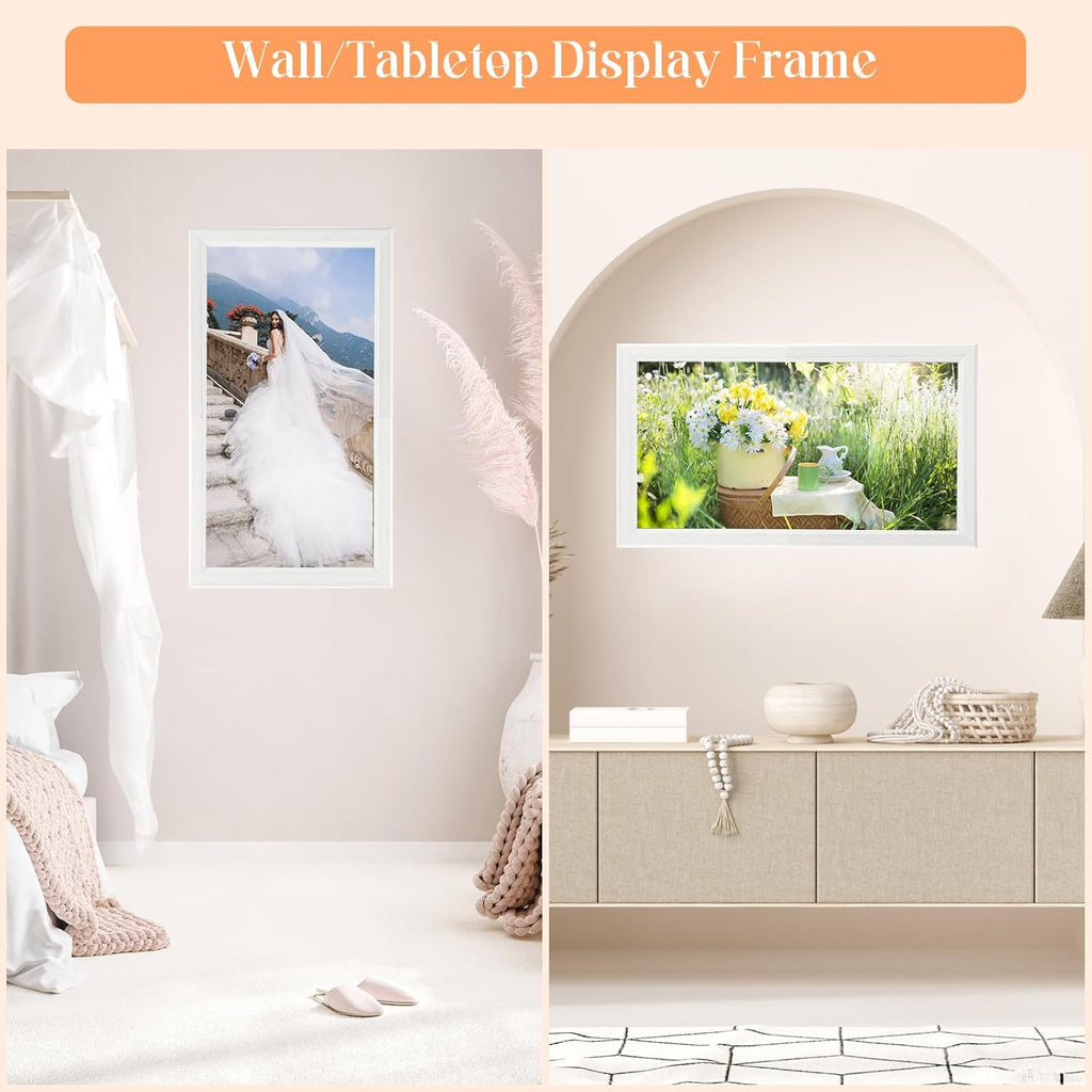 20x40 Wood Frame White, Modern Natural Woodgrain 40x20in Picture Frame, Rustic Wooden 20 x 40 inch Gallery Wall Photo Poster Frame with HD Plexiglass, Horizontal Vertical Wall Mounting Display 1pcs