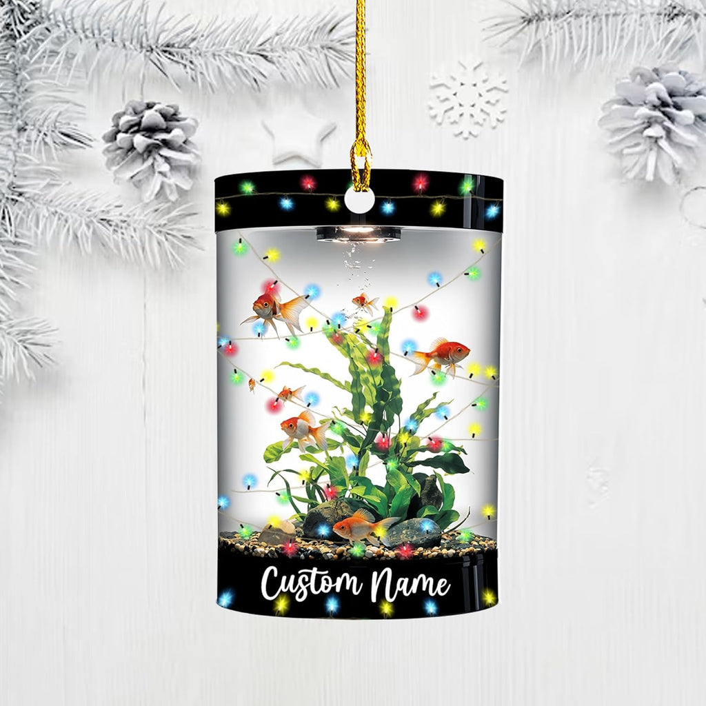 Personalized Aquarium Christmas Ornament, Fish Christmas Ornament, Gift for Fish Lover, Custom Aquarium Christmas Tree Keepsake, Kids First Gift Ideas, Pet Kids Ornament (AFT5)