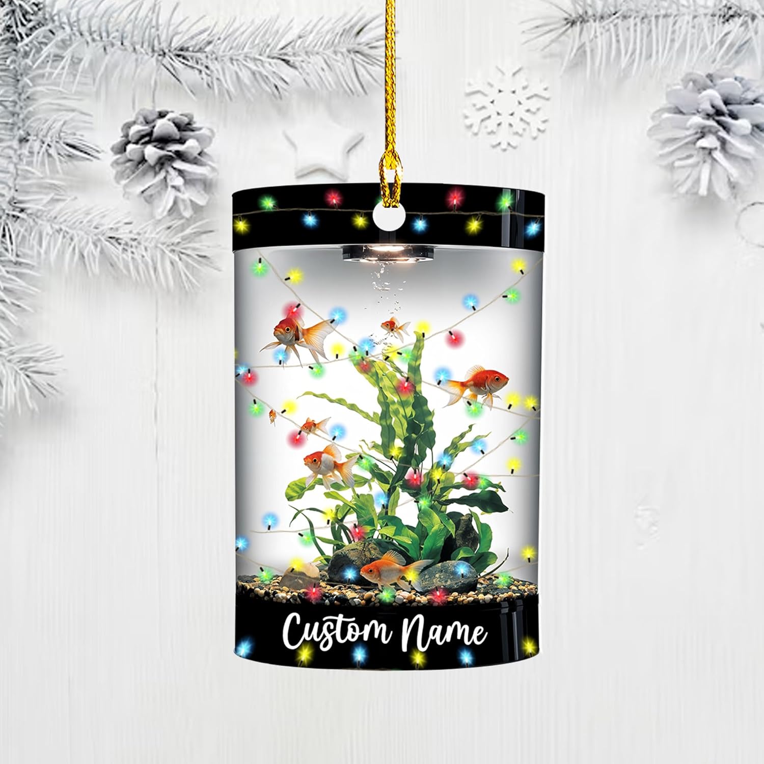 Personalized Aquarium Christmas Ornament, Fish Christmas Ornament, Gift for Fish Lover, Custom Aquarium Christmas Tree Keepsake, Kids First Gift Ideas, Pet Kids Ornament (AFT5)