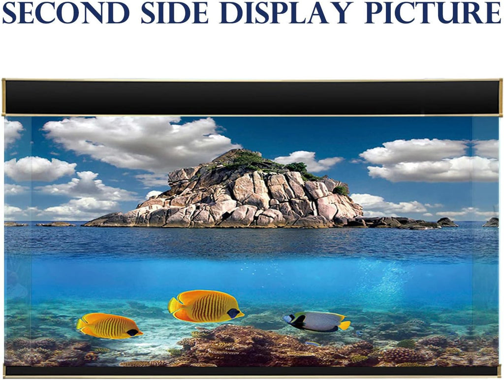 ELEBOX 3D Aquarium Background Double Sides Fish Tank Wallpaper Background Blue Sky Sea & Aquatic Plant Poster
