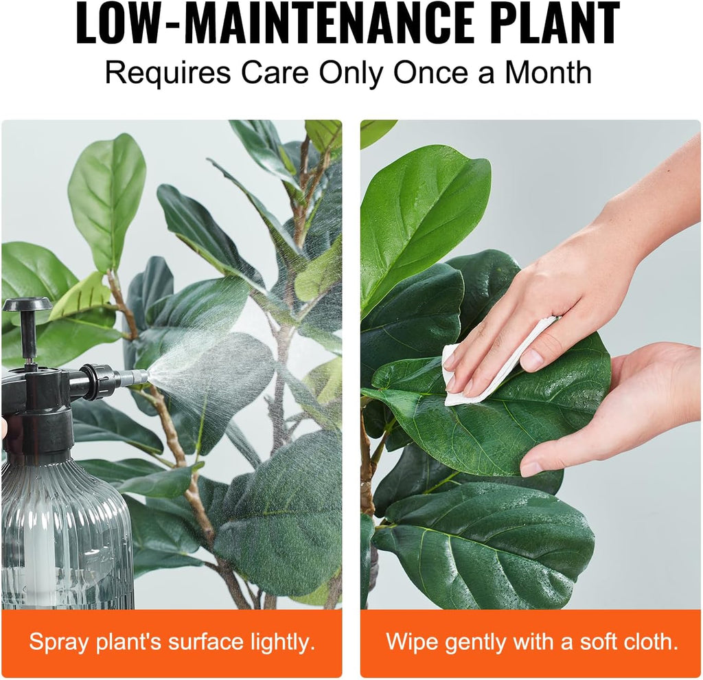 VEVOR Artificial Fiddle Leaf Fig Tree 6 FT, Secure PE Material & Anti-Tip Tilt Protection Low-Maintenance Faux Plant, Lifelike Green Fake Potted Tree for Home Office Warehouse Decor Indoor Outdoor