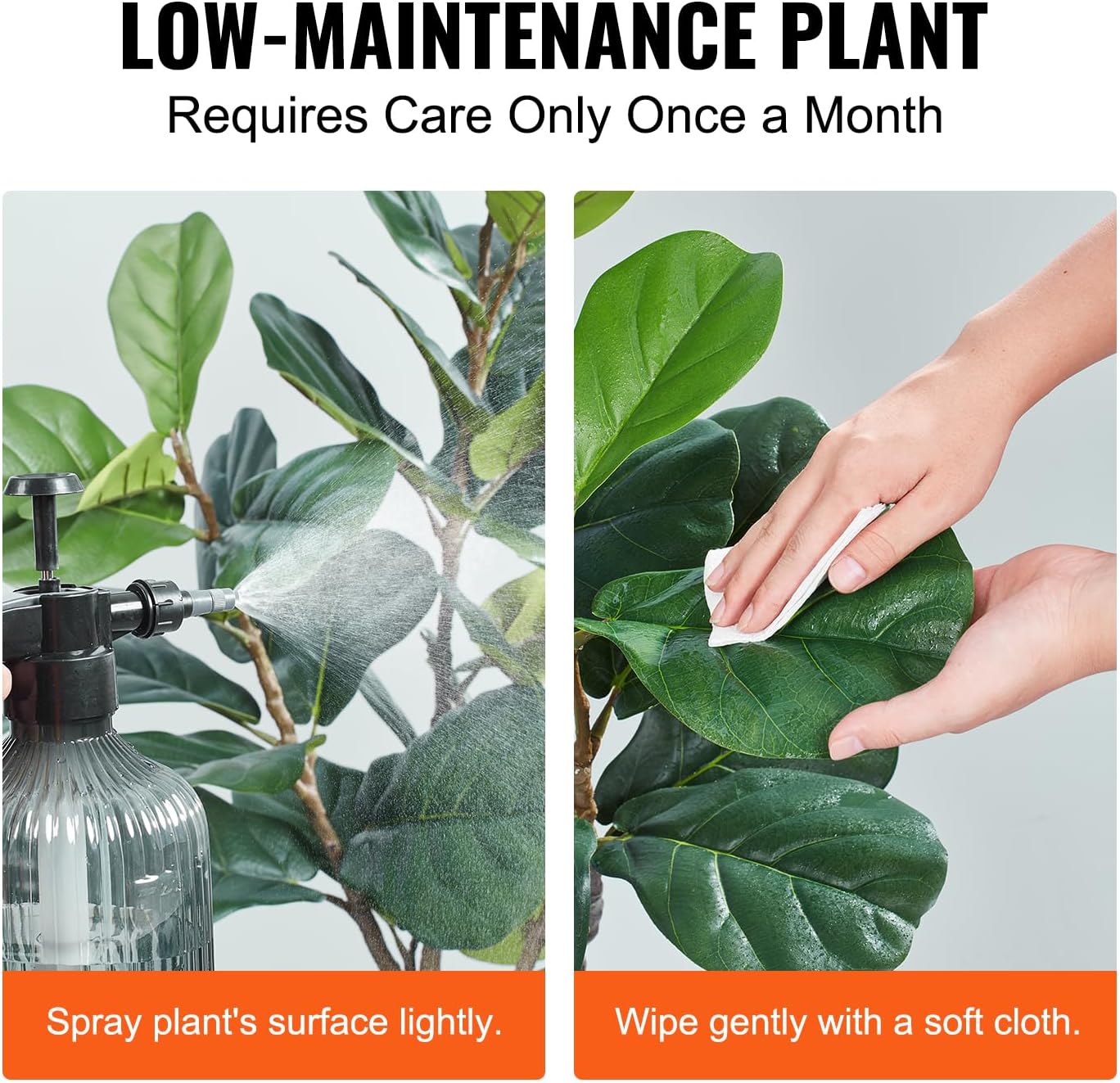 VEVOR Artificial Fiddle Leaf Fig Tree 6 FT, Secure PE Material & Anti-Tip Tilt Protection Low-Maintenance Faux Plant, Lifelike Green Fake Potted Tree for Home Office Warehouse Decor Indoor Outdoor