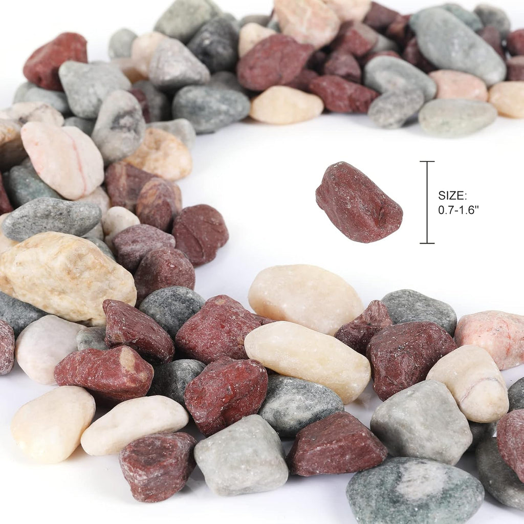 5lbs Natural River Rocks, Polished Pebbles for Plants Garden, 1-2 inch Decorative Countryside Stones, Ideal for Fish Tank, Vases, Crafting, Garden Landscaping Rocks,Countryside