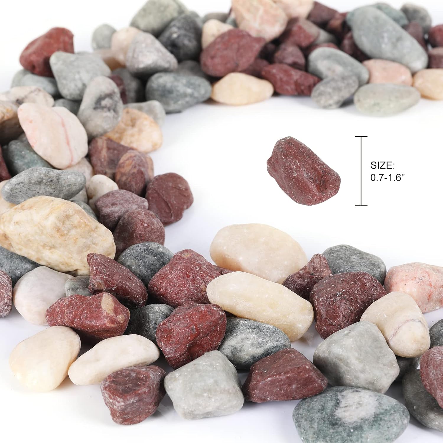 5lbs Natural River Rocks, Polished Pebbles for Plants Garden, 1-2 inch Decorative Countryside Stones, Ideal for Fish Tank, Vases, Crafting, Garden Landscaping Rocks,Countryside