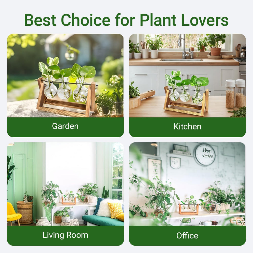 Propagation Station, Plants Terrarium, Plants Lover Gifts for Women,Plant Cutting Holder Home décor,Gifts for Women,House Warming New Home-3 Bulbs-C Type