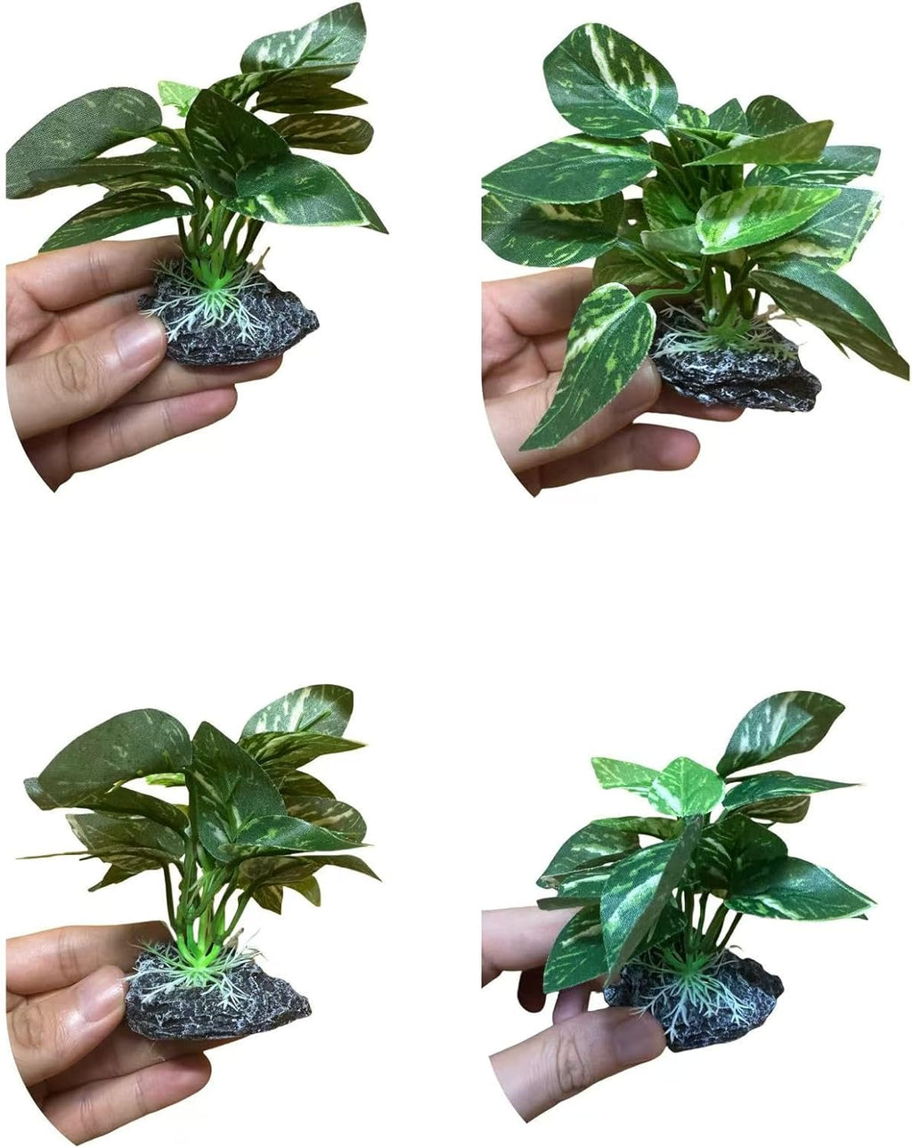 JGbaby Artificial Aquarium Plants,Fish Tank Decorations Betta Leaf Hammock 4in Realistic Silk & Plastic Plants, Hideout Decor for Betta. Goldfish,Reptiles,Small Tanks (Green Type-D)