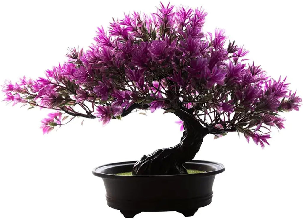 Artificial Plants Greenery Bonsai, Room Decor Fake Bonsai Tree for Home Decor Indoor Bookshelf Office Desk Bathroom Farmhouse Decor (Magenta)