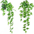 Realistic Artificial Pothos Vines with Pots - Fake Hanging Plants for Indoor Decor, Low Maintenance Silk Faux Greenery(2 PCS)