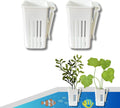 2pcs Aquarium Plant Holder, Fish Tank Plant Holders, Hanging Aquatic Planted Pot Planter Pot, Aquatic Tanks Grass Holders Hydroponic Plants Cups, Aquaponic Basket, Fish Tank Decorations (Basket White)