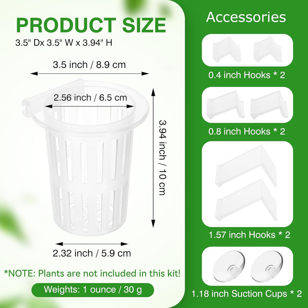 2025 New Upgraded Large Aquarium Plant Holder with 1.57-inch Extension Hooks and Suction Cups for Fish Tank Aquaponic Plant Cultivation and Aquascape Accessories Decorations (2 PCS) Transparent