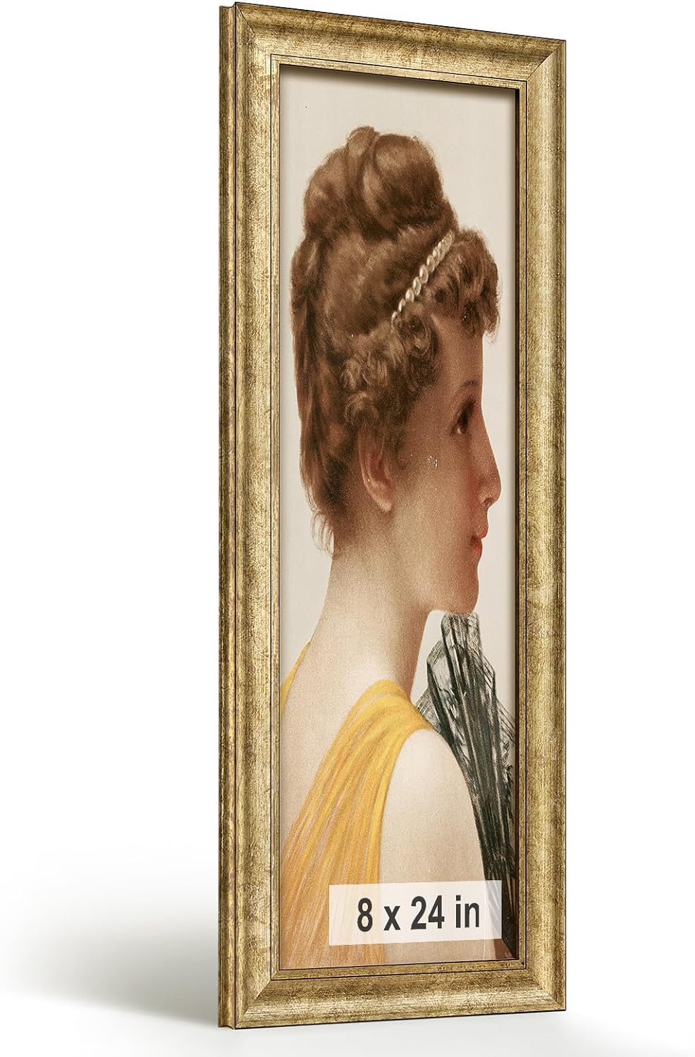 HLiWEGNS Antique Gold 8x24 Frame – Poster Frame with Aged Gold Finish – Picture Frame for 8 x 24 Artwork, Canvas Prints, Puzzles, and Wall Decor