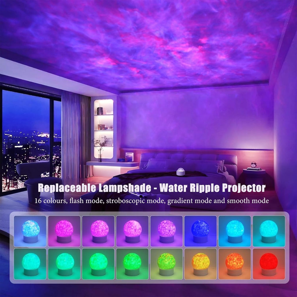 2 in 1 Ocean Wave Projector Light, 16 Color Northern Aurora Night Light Projector, 3D Dynamic Ripple Effect Holographic Water Ripple Romantic Ambient Lighting, Mood Lighting for Bedroom, Wired
