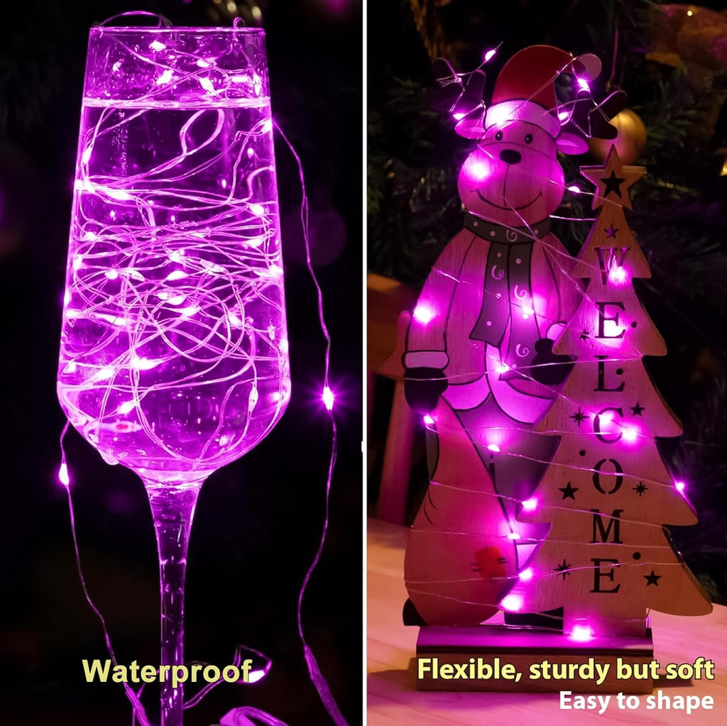 HXWEIYE 6 Pack Pink Fairy Lights Battery Operated, 7ft 20LED Mini Fairy Mason Jar Light, Waterproof Firefly Starry Lights for DIY Wedding Party Bedroom Patio Christmas Décor
