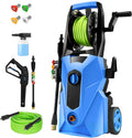 Pressure Cleaner 5000 PSI,2.8 GPM Power Cleaner with Foam Cannon,Portable Cleaner with 33ft Hose Reel,4 Nozzle Tips,and Soap Bottle for Cars/Home/Driveways/Patios/Decks/Fences(Blue)
