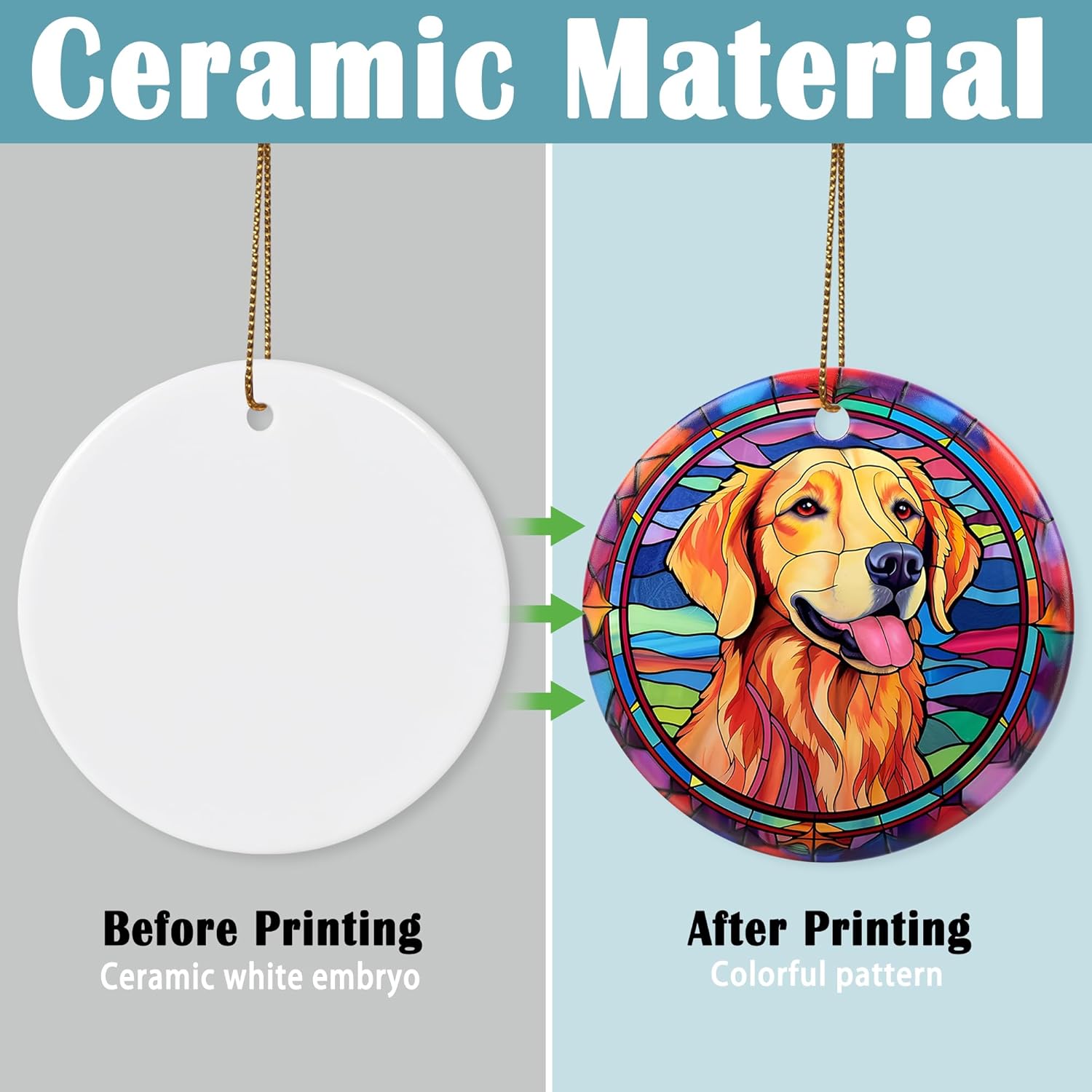 Touber Christmas Ornament, Christmas Decoration, Holiday Present Idea, Heirloom Keepsake, Round Ceramic, Gift Exchange, Gift Idea, Golden Retriever