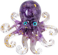 Octopus Decor Aquarium Amethyst Gravel Decorative Resin Glass with Natural Crystal Stone Marine Animals Fish Tank Ornaments Statue Healing Home Decor Ladies Gift 3.93"