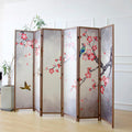 6 Panel Room Divider Screen,Double Faced Blackout Panel Divider Folding Panel Screen Divider for Room Separation,Magnolia and Plums,67" H x 94.5" W
