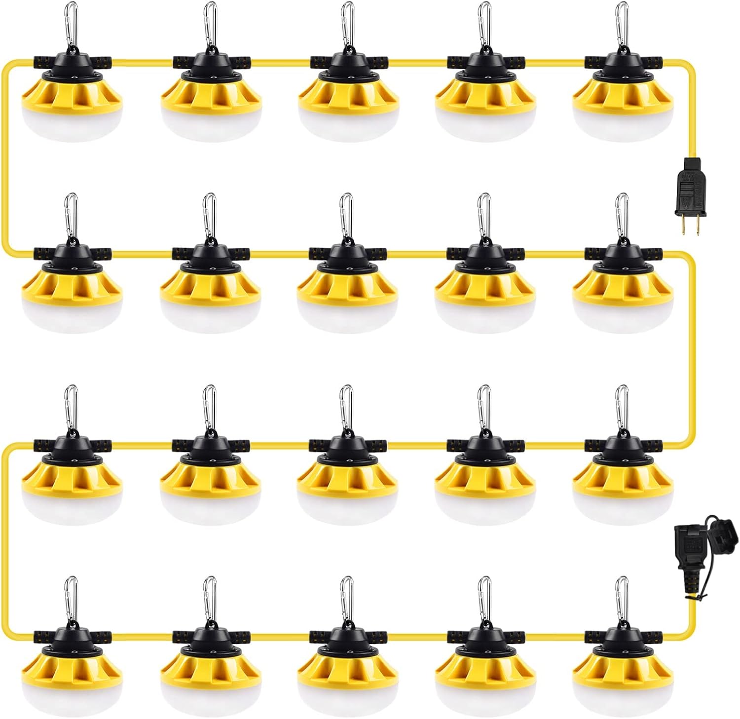200FT Construction String Lights LED Industrial Grade Best for Construction Sites, Renovation, Walkways,Patio，Mine cave, Outdoor, and Other Outdoor Lighting Solutions Use,Free for Climbing Hook