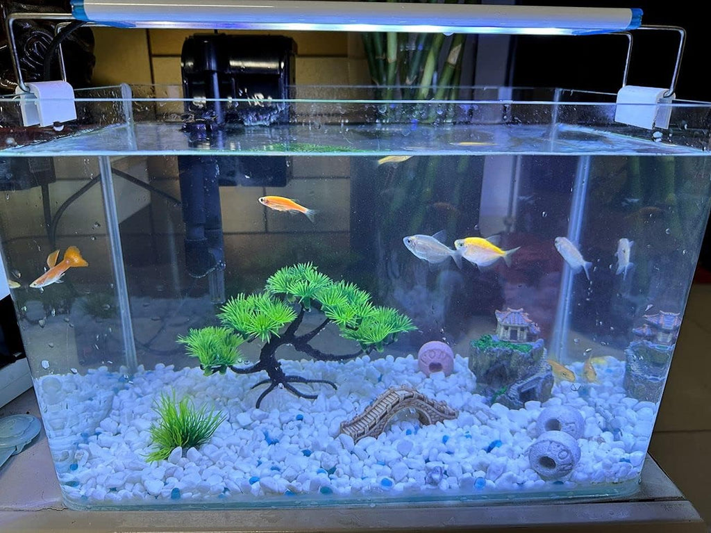 Small Japanese Fish Tank Decorations Set, Suitable for Aquariums up to 5 Gallon or Fish Bowl, Includes Small Decorations Artificial Plastic Plants Fish Tank House