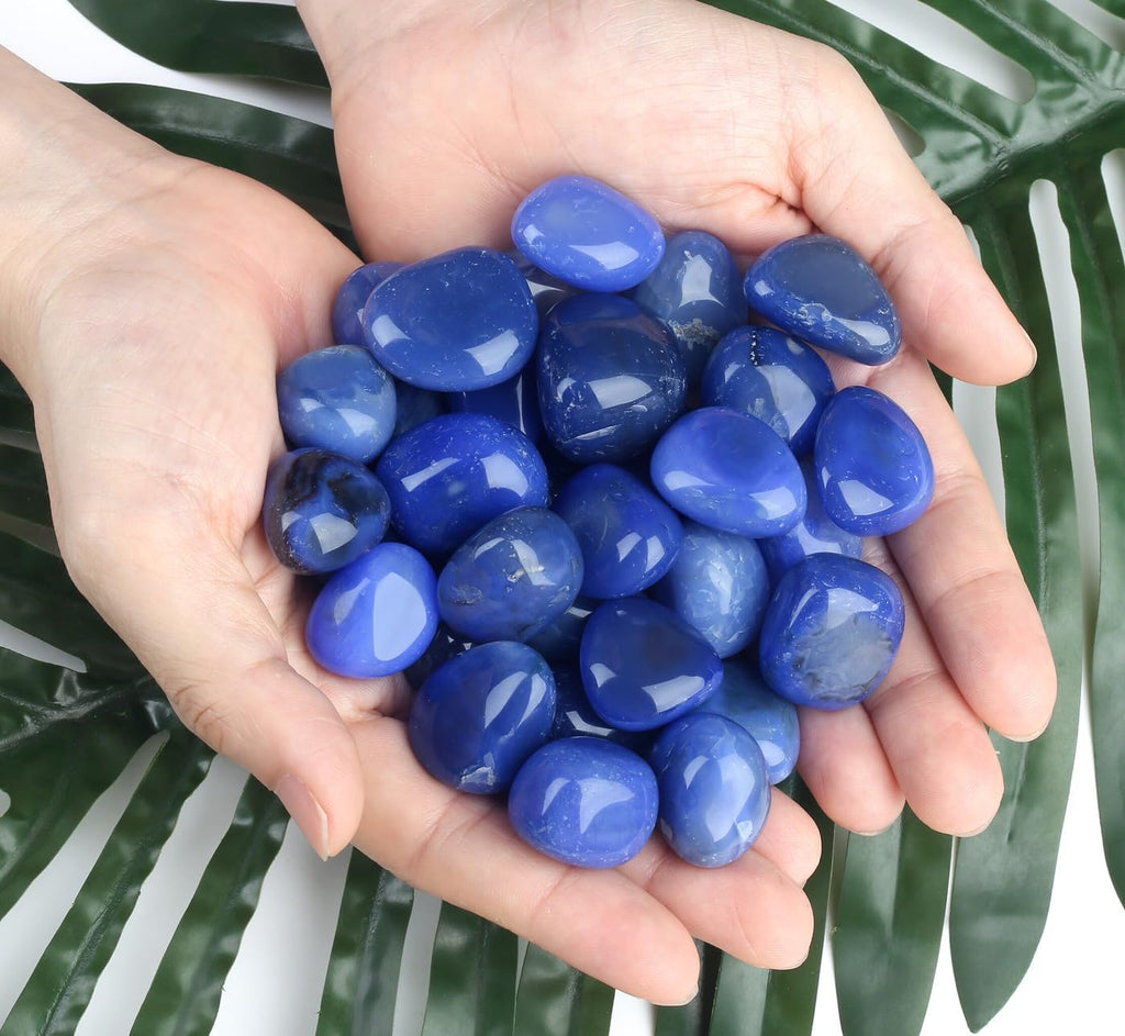 DUQGUHO Blue Carnelian Healing Crystals Stones Set Natural Crystals Bulk Irregular Tumbled Polished Crystal Stones 0.45 lbs