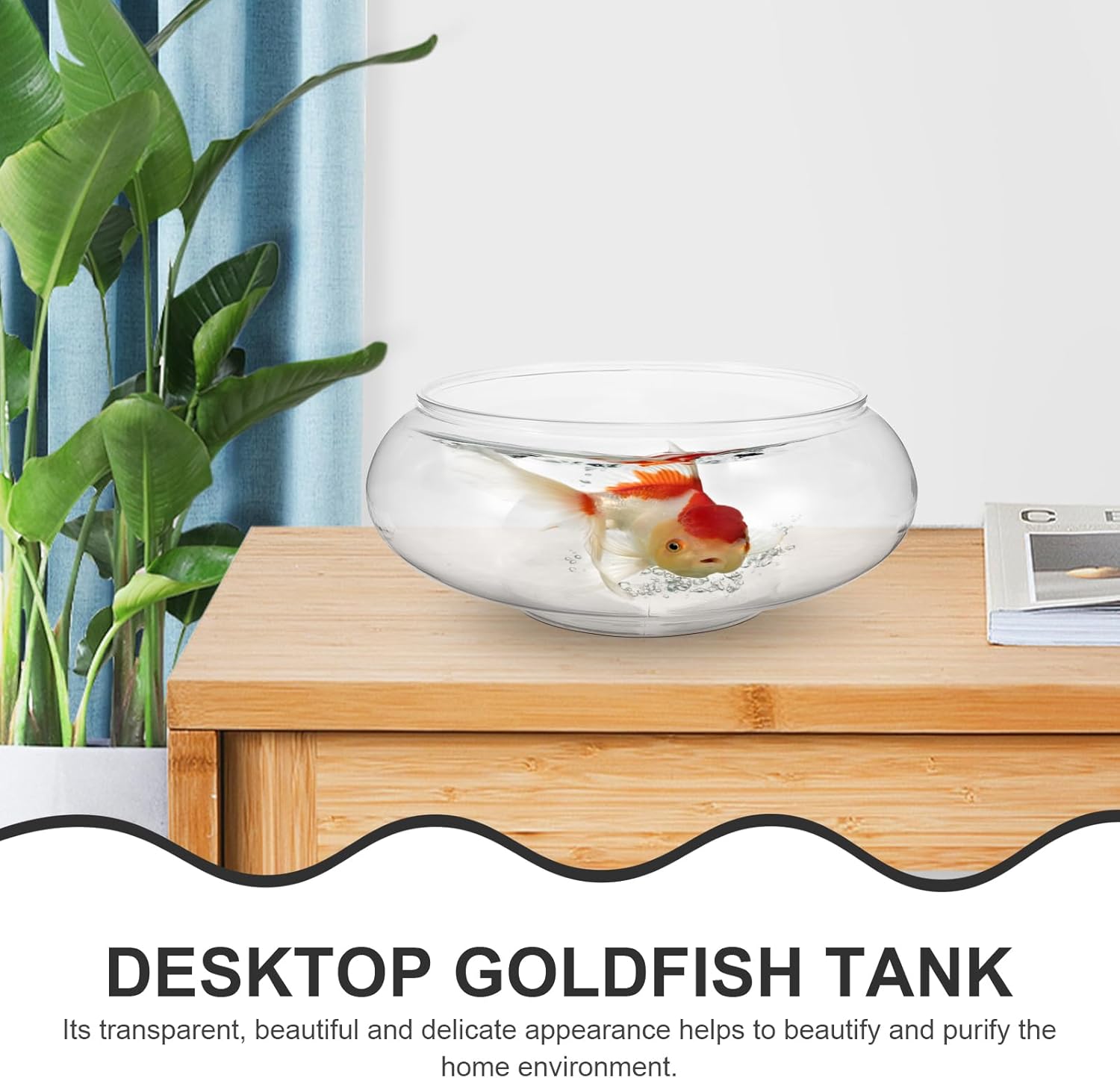 BESPORTBLE Clear Fish Bowl Vase: Bubble Bowl Round Shallow Planter Terrarium Aquatic Plant Pot, Hydroponic Planter Fish Tank Aquarium for Wedding Event Home Decor, 2800ML