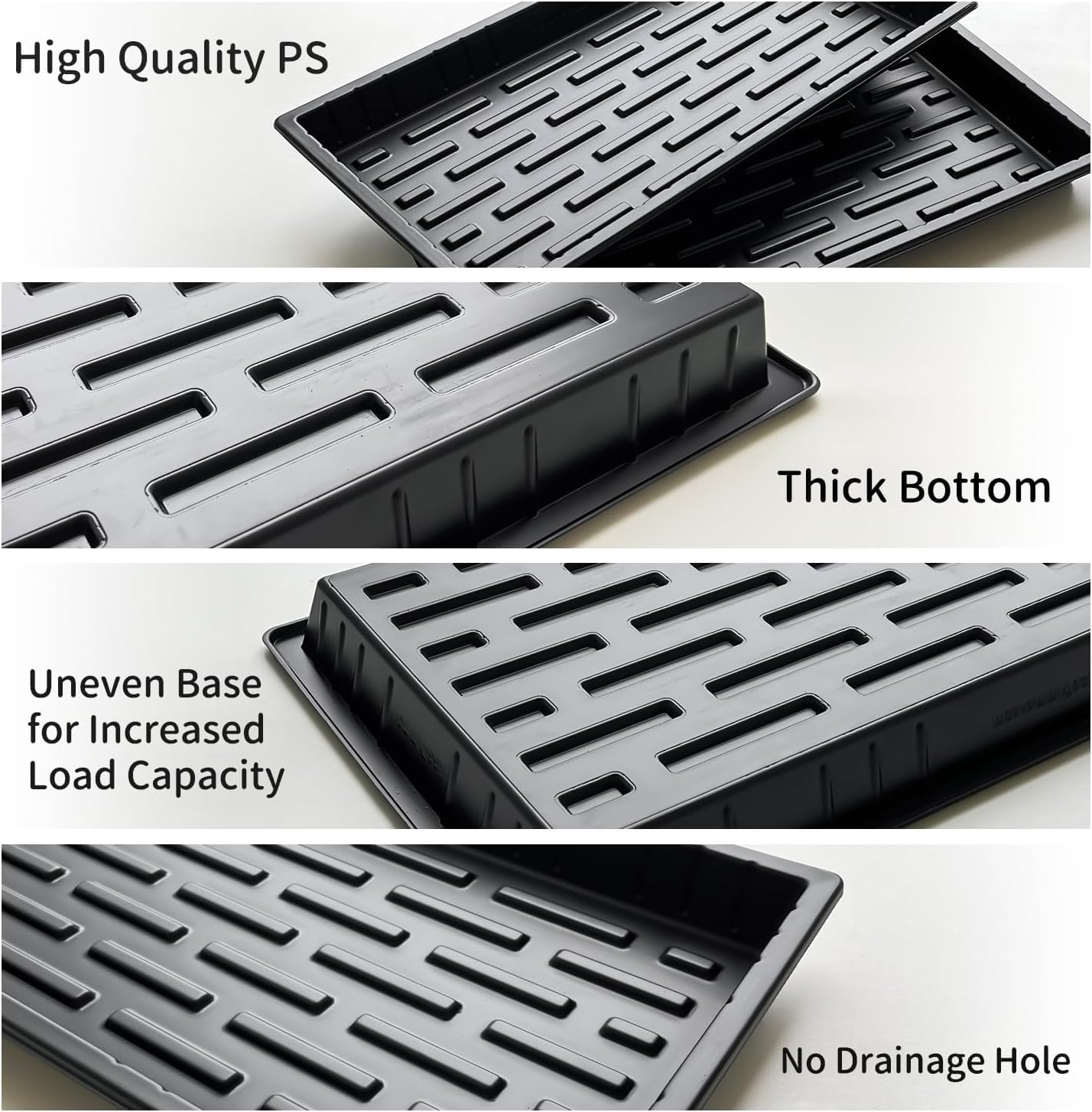 20 Pack Shallow 1020 Trays No Holes, Heavy Duty Reusable Seed Starter Flat Seedling Tray for 72/128 Cell Plug Tray, Transplant, Microgreen & Seed Germination (21"×11", 1.6" Deep, TD538)