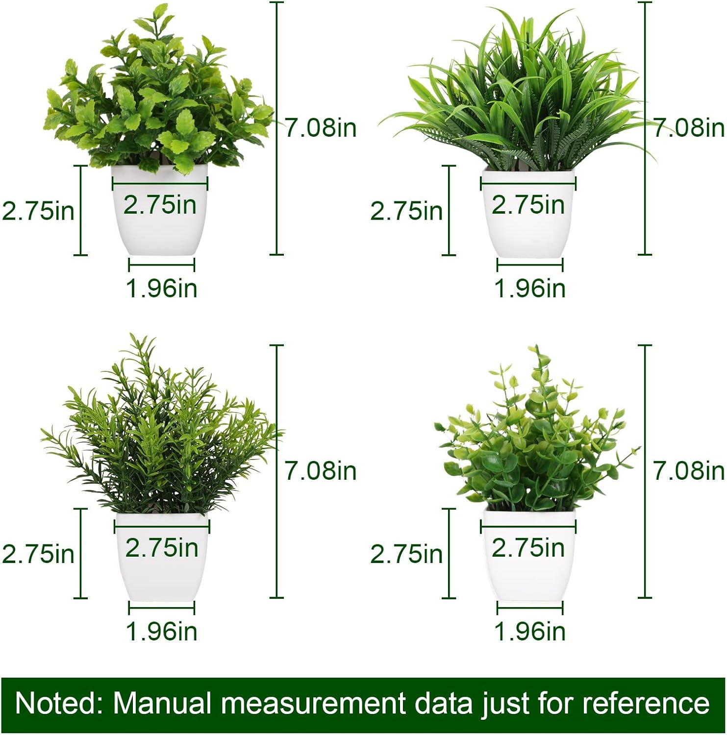 4 Pot Small Fake Plant Flowerpot Artificial Plastic Eucalyptus Plant Wheat Grass Shrub Plant Indoor Desk Coffee Table Bathroom Bedroom Home Decoration (4)