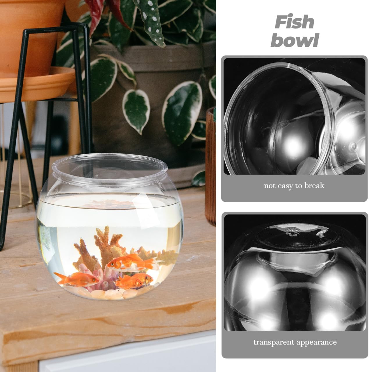 VICASKY Fish Bowl Goldfish Tank Round Bowls Large Small - Transparent Aquarium Terrarium Hydroponic Planter for Centerpieces Decor Desktop Fishbowl Unbreakable Transparent Pet Round Fish Tank Decor