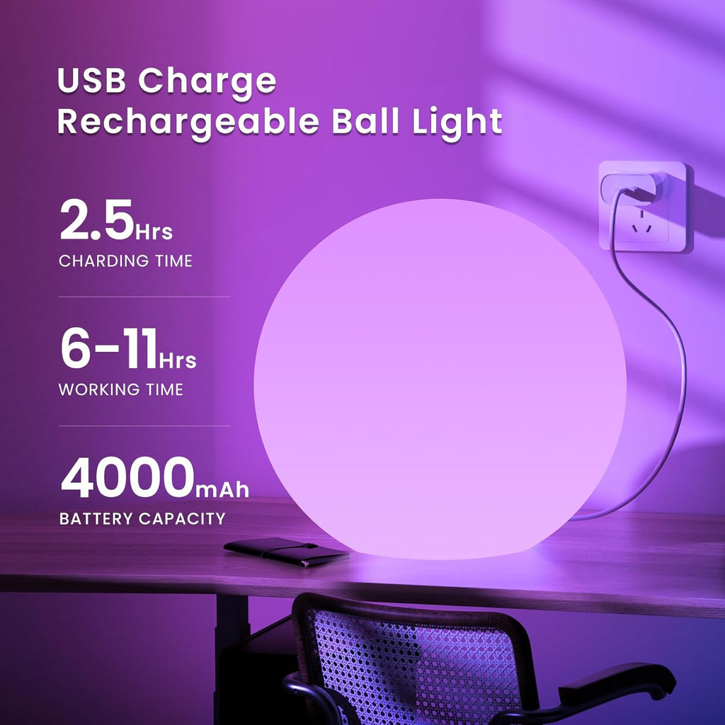 LOFTEK 16-inch Large Nursery Night Light Ball: 16 Colors Change Floating Light with Remote Control, Rechargeable and Waterproof Night Lights,for Home Decor Study Area, Living Room
