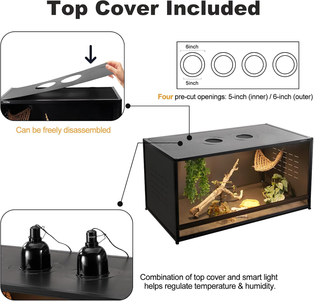 PVC Reptile Enclosure Space Efficient 44''x20''x20'' Stackable ToxiRium Large Reptile Terrarium 76 Gallons for Bearded Dragon Lizard Snake, Breeding Vivarium with Sliding Doors Lock-2pcs with spacers