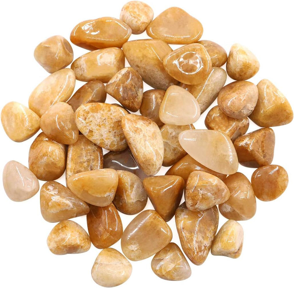 Hilitchi 1lb Bulk Large Natural Tumbled Polished Brazilian Stones Gemstone Healing Crystals Quartz for Wicca, Reiki, and Energy Crystal Healing (Yellow Aventurine About 1lb/450g/16oz/bag)