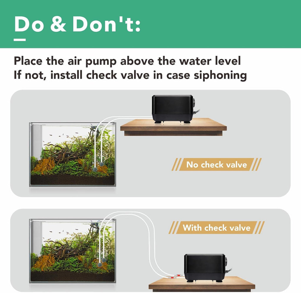 hygger Adjustable 5W 10W Aquarium Air Pump with 2 Ports for 20-600 Gallon Fish Tank 160 GPH 250 GPH Aquatic Aerator Oxygen Pump