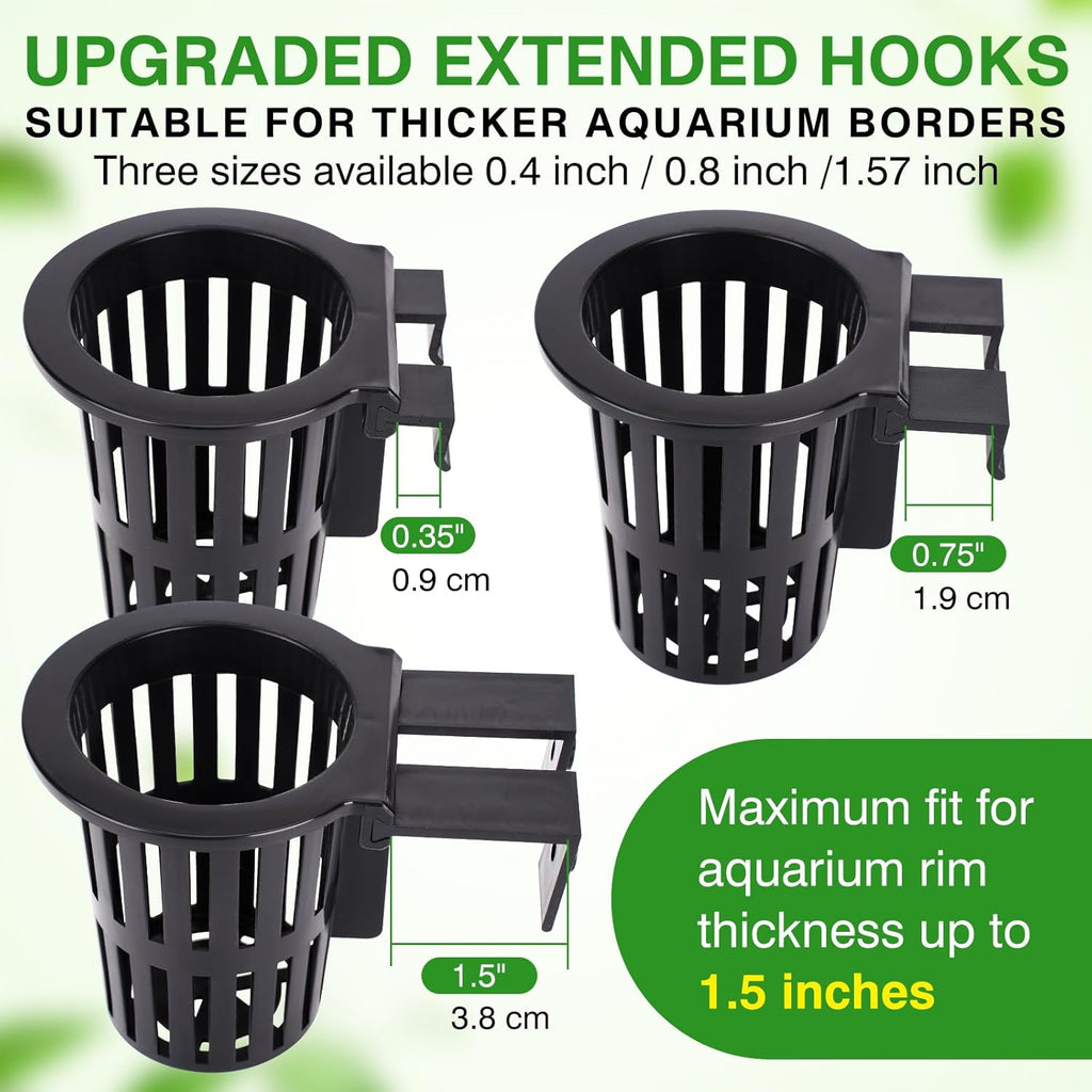 Borlech 2025 New Upgraded Large Aquarium Plant Holder with 1.57-inch Extension Hooks and Suction Cups for Fish Tank Aquaponic Plant Cultivation and Aquascape Accessories Decorations (2 PCS)