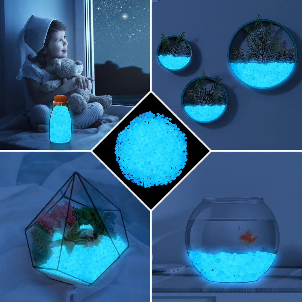 850pc Diamond Shaped Luminous Stone Glow Rocks Small Luminous Pebbles for Fish Tank Aquarium Bonsai Indoor & Outdoor Yard Pathway (White)