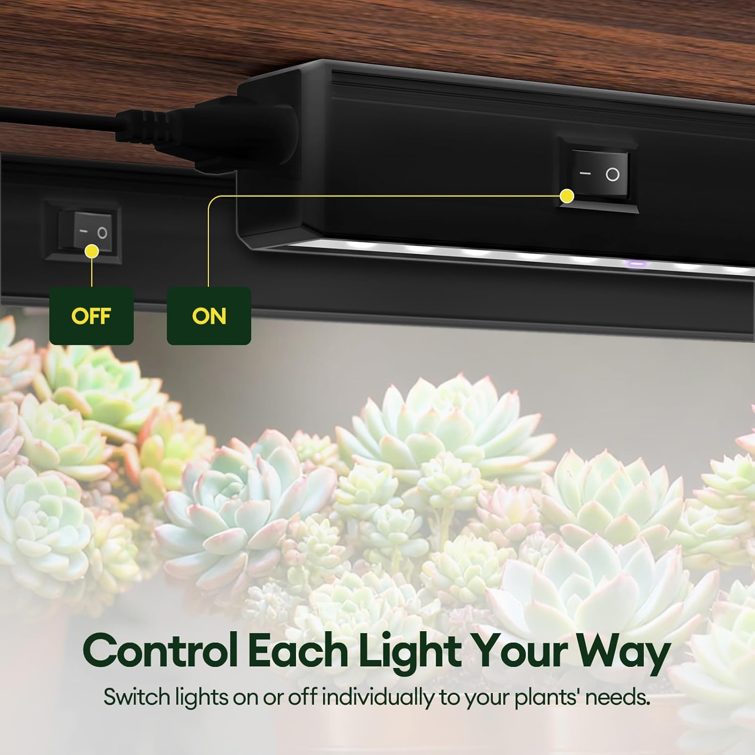 Grow Lights for Indoor Plants 1FT, Blue-Rich Full Spectrum 5000K Grow Light, 28W(4 x 7W), T5 LED Grow Light Strips for Succulents, High PPFD, Linkable, Black, 4-Pack