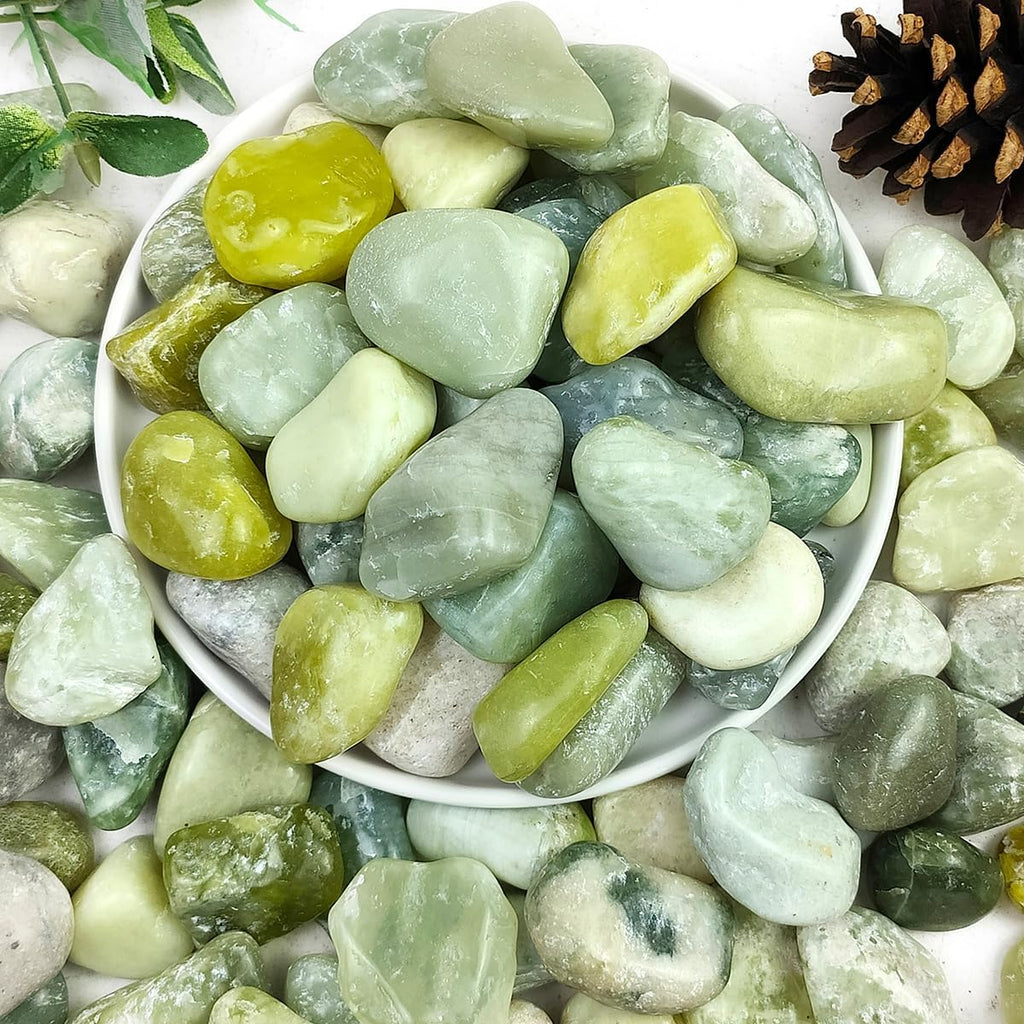 10lbs Jade River Rocks, 1-2 Inch Natural Pebbles for Indoor Plants, High Polished Decorative Stones Vase Filler Fish Tank Aquariums Landscaping Garden Outdoor and Indoor DIY