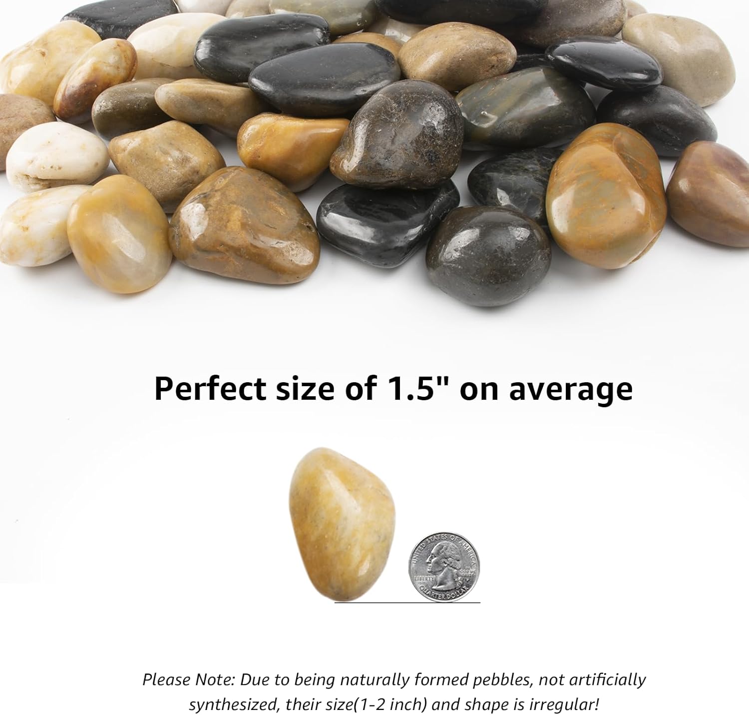 10lbs 1-2 Inch River Rocks, Decorative Mixed Pebbles for Garden Landscaping, Indoor Plants, Fish Tanks, Vases, and Succulents – Ideal for Home Decoration and Outdoor Gardens (Weight : 10 LB, Mixed)