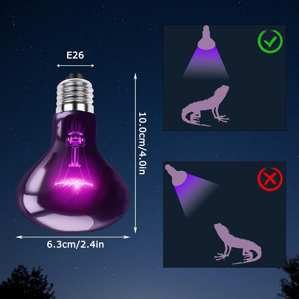 60W Reptile Night Light Bulb - Simulate Natural Moonlight for Bearded Dragons, Lizards, Snakes, and Amphibians - UVA Basking Lamp for Aquariums & Tanks, Enhance Health and Activity