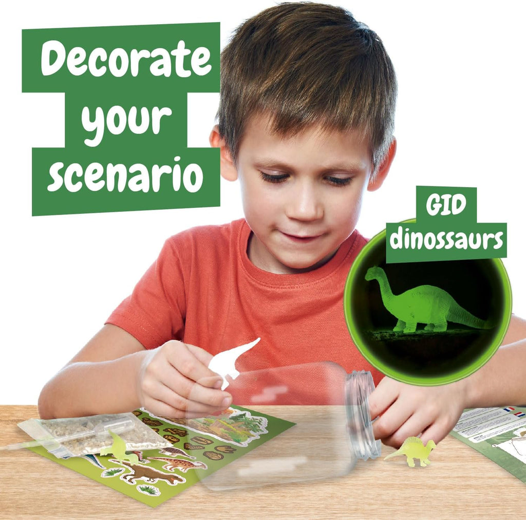 Science4you Grow and Glow Dinosaur Terrarium Kit for Kids - Make Your Own DIY Dinosaur Habitat Ecosystem, Glow in The Dark Mini Terrarium + Plant Growing Kit for Boys and Girls Ages 6 7 8 9+