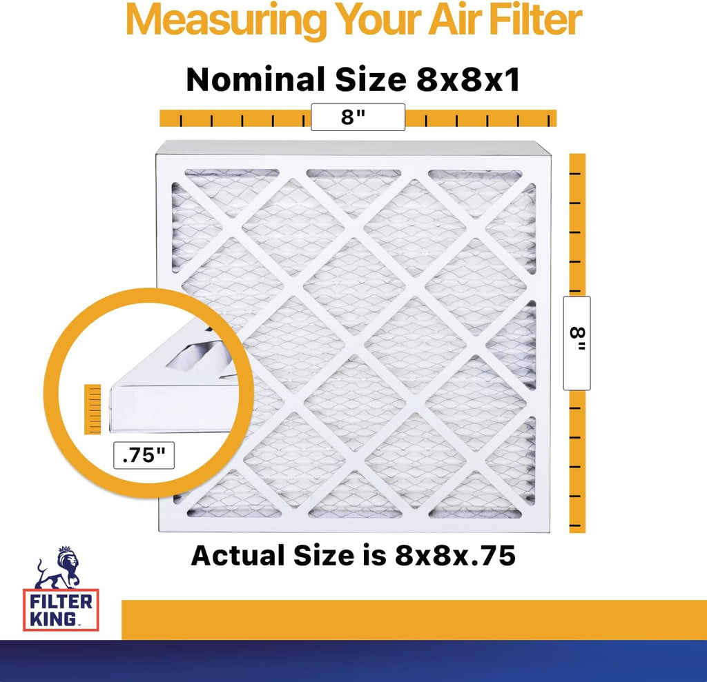 Filter King 8x8x1 Air Filter | 4-PACK | MERV 13 HVAC Pleated A/C Furnace Filters | MADE IN USA | Actual Size: 08 x 08 x .75"