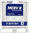 Filter King 11.5x11.5x1 Air Filter | 4-PACK | Carbon MERV 8 HVAC Pleated A/C Furnace Filters | MADE IN USA | Actual Size: 11.5 x 11.5 x .75"