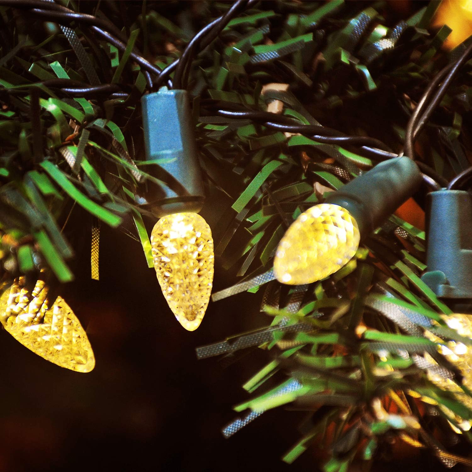 Battery Operated String Lights - 18ft 50 LED C3 String Lights Christmas Lights Battery Powered String Lights for Indoor Outdoor Christmas Tree Wreath Party Decoration, Waterproof, Warm White
