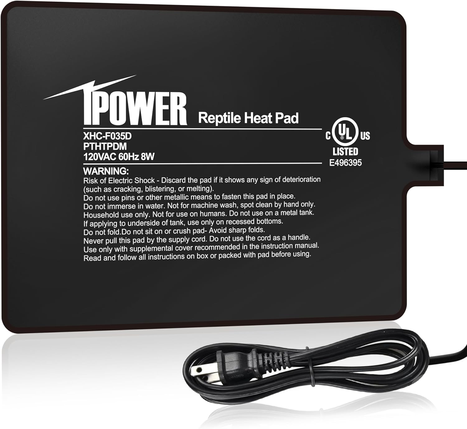 iPower Reptile Heat Pad 6X8 Inch 8W Under Tank Terrarium Warmer Heating Mat for Turtle, Lizard, Frog, Snake, Reptile, and Other Small Animals