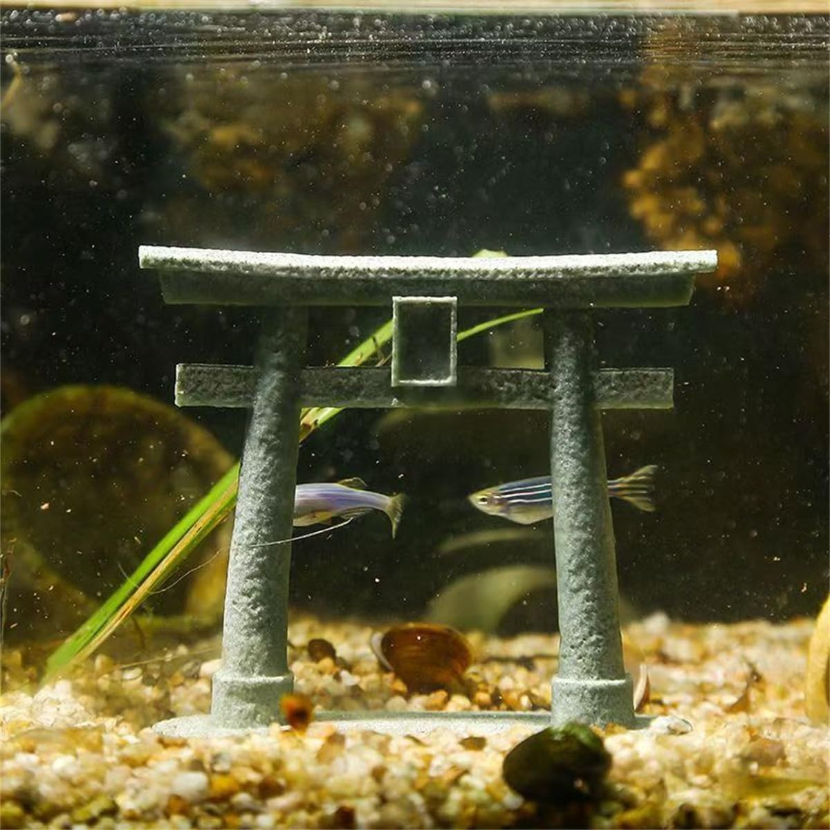 livelyfish Japanese Shinto Torii Gate Statue Asian Fish Tank Decor Sandstone Pagoda Figurines for Aquarium Decoration, L